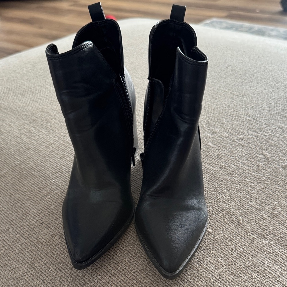 Nine West Black Pointed-Toe Ankle Heeled Boots